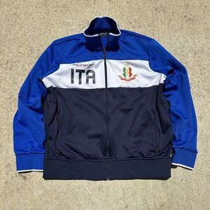 Polo Sport Jacket Mens XL Ralph Lauren Blue White Italia Track Italy Crest Lion